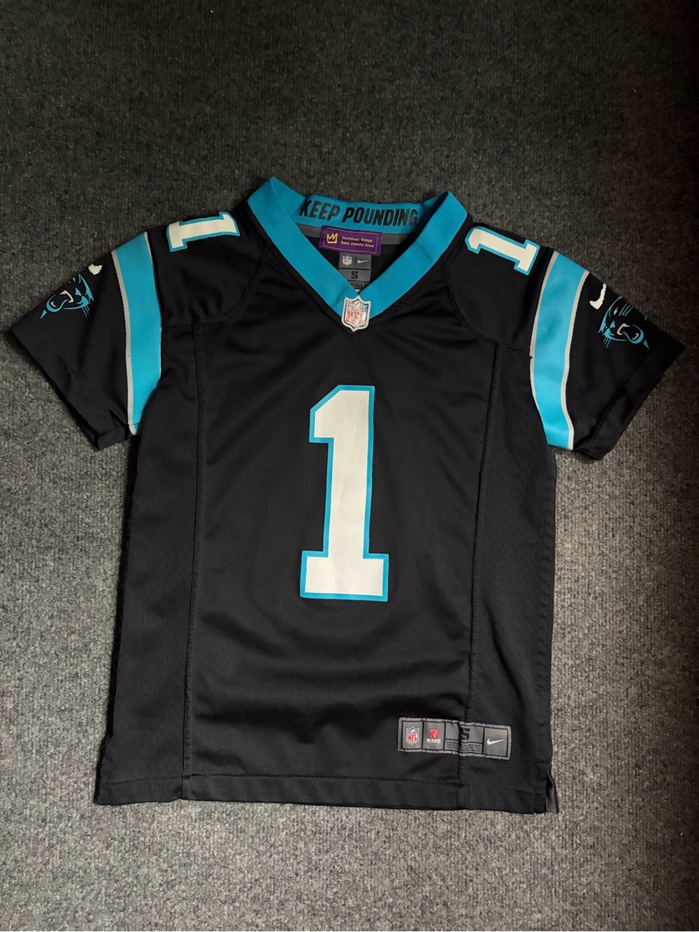 Cam Newton Nike Kids Carolina Panthers Black & Blue #1 Jersey